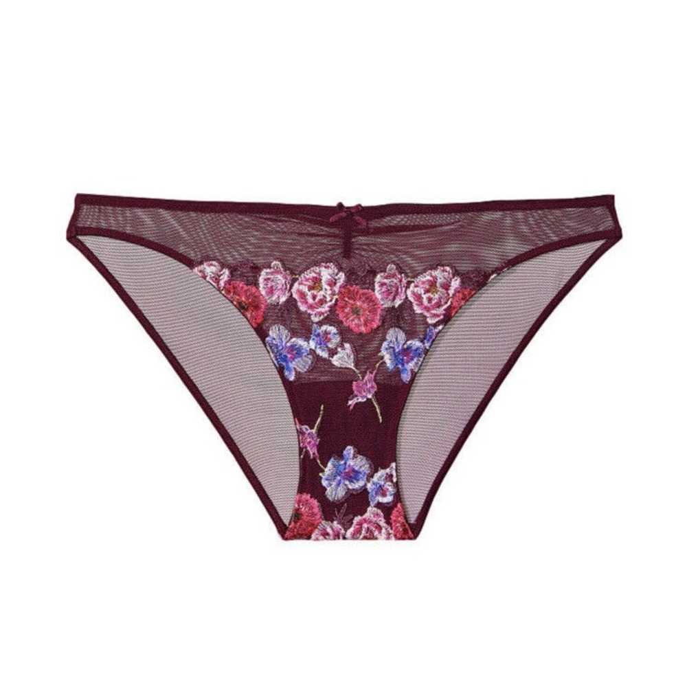 Victoria's Secret Dream Angels Floral Embroidery Cheekini Sz L - Kir Burgundy‎